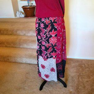 Chico's Burgundy/Orange and Black Toned Maxi Skirt - Size Chico's 3